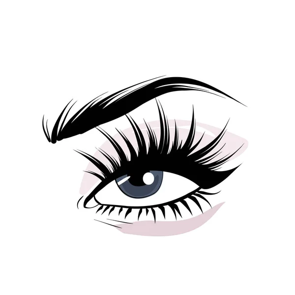 Black False long eyelashes. Mascara makeup eye single vector design, cosmetic procedure microblading , lash ectension