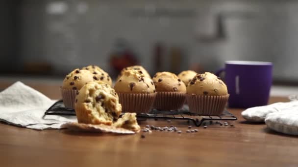 Muffingebäck Mit Schokolade — Stockvideo