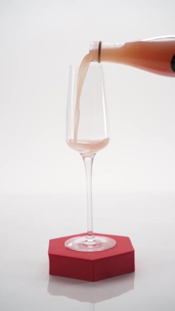 Close Alcoholic Liquor Being Poured Glass — Stock Video