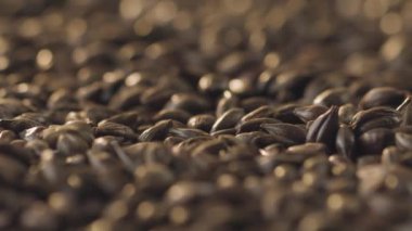 Yakın plan: koyu arpa yavaşça dönüyor.