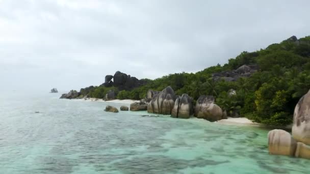 Вигляд Згори Пляж Сейшельські Острови — стокове відео