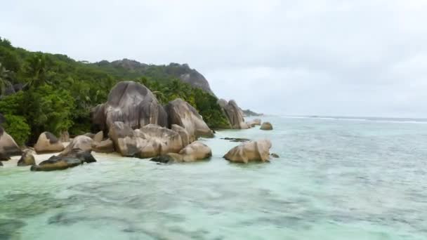 Вигляд Згори Пляж Сейшельські Острови — стокове відео