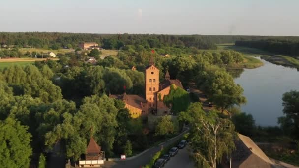 Aerial View Ancient Castle Forest — Stock Video