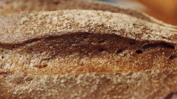 Macro Shot Crispy Golden Brown Bread — Stock Video