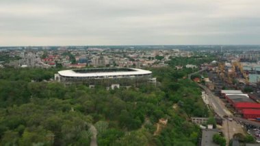 Hava manzaralı: Ukrayna 'nın arka planında Odessa futbol stadyumu