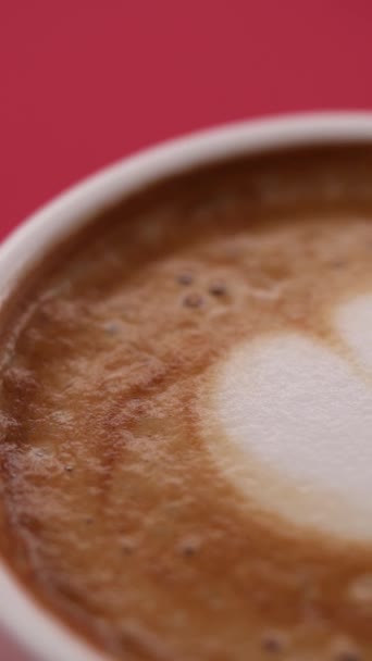 Heart Coffee Foam Red Background — Stock Video