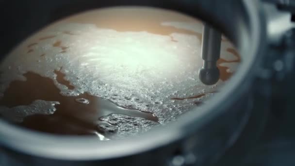 Bira Tankının Içinde Bira Demlemek Fabrikada Otomatikleştirilmiş Üretim — Stok video