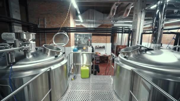 Equipment Production Beer Brewery Factory — Stockvideo