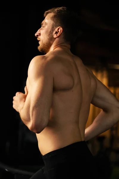 Męski Atleta Biegający Bieżni — Zdjęcie stockowe