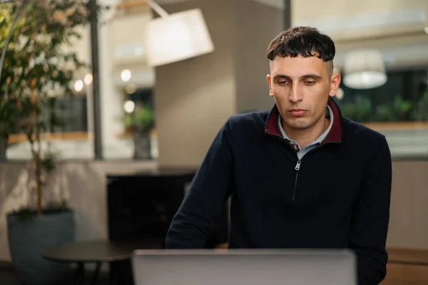 Young attractive businessman lawyer in a suit on zoom call. Video conference, call, profile picture, handsome businessman portrait, professional profession, person concept