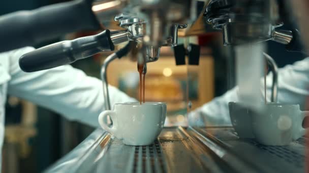 Making Coffee Espresso Ristretto Coffee Machine Home Making Hot Espresso — Video Stock