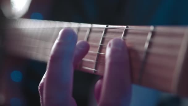 Man Plays Guitar Professional Music Studio Man Plays Musical Instrument — Vídeo de Stock
