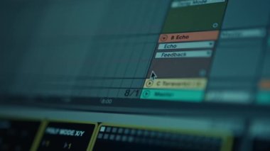 Music sequencer, record music on computer. Music track. Music studio.