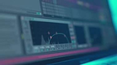 Music sequencer, record music on computer. Music studio.