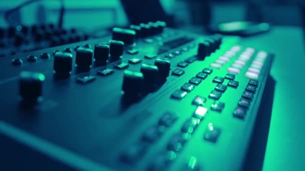 Music Production Studio Music Composer Sound Engineer Man Works Equipment — Video Stock