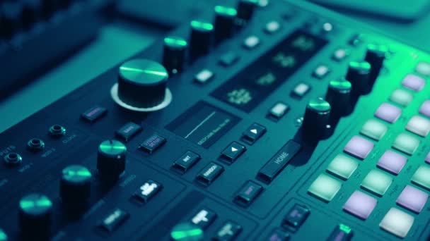 Music Production Studio Music Composer Sound Engineer Man Works Equipment — Stok video
