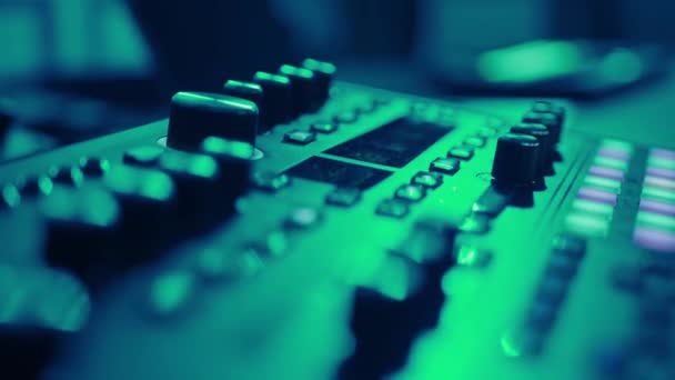 Music Production Studio Music Composer Sound Engineer Man Works Equipment — Vídeo de Stock