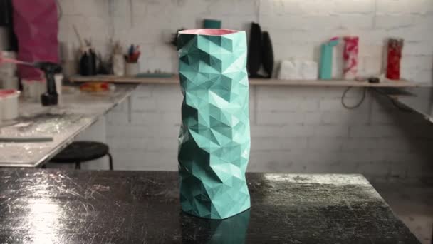 Patterned Pattern Vase Workshop Sculptor Artist Artisan — Video Stock