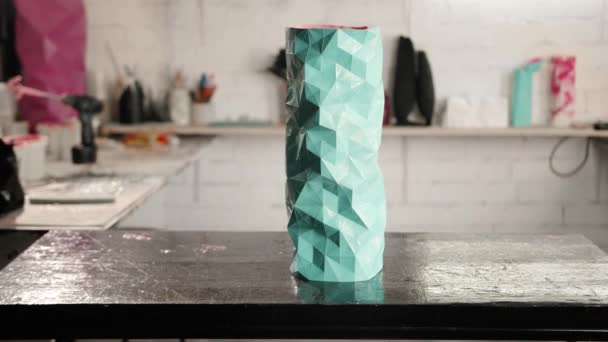 Patterned Pattern Vase Workshop Sculptor Artist Artisan — Vídeo de Stock