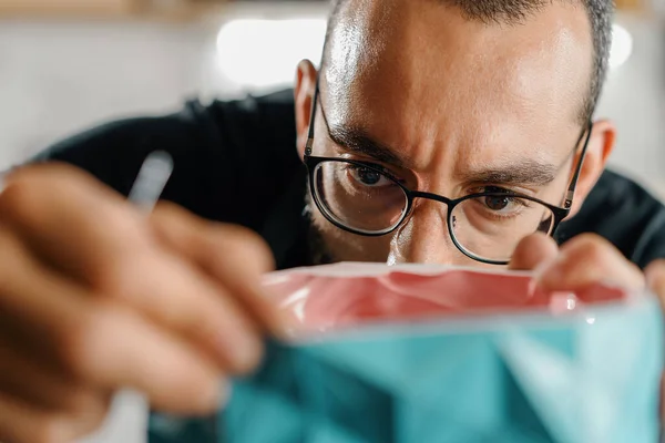 Close Artisan Sculptor Artist Creates Handmade Vase His Workshop — Stock Photo, Image