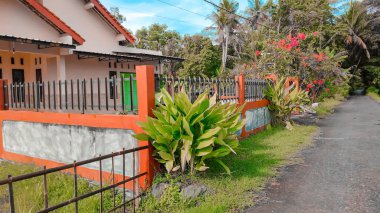 Havalı bir bahçeyle çevrili basit bir lüks evin fotoğrafı.