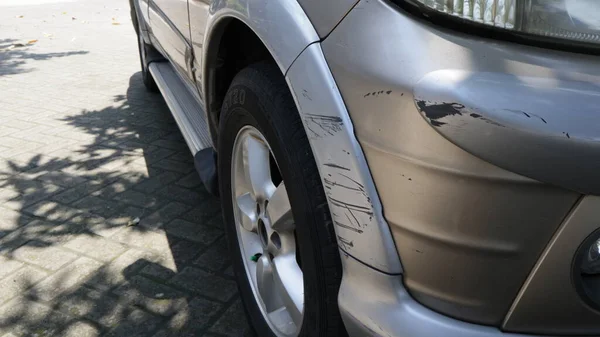 Pára Choques Carro Que Foi Riscado Depois Ser Atropelado Por — Fotografia de Stock