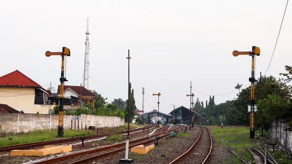 Rel Kereta Api Dekat Stasiun Kereta Sidoarjo Indonesia — Stok Foto