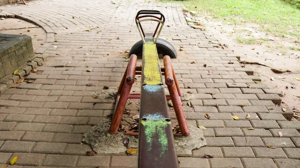 Children Toy Seesaw Damaged Maintained — стоковое фото