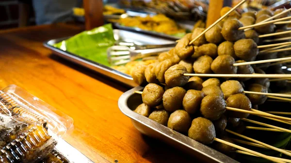 Sate Pentol Menu Angkringan Sells Various Food Drinks Roadside Using — Stock Photo, Image