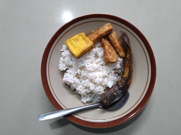 Fried Pork Rice Meat Plate — Fotografia de Stock