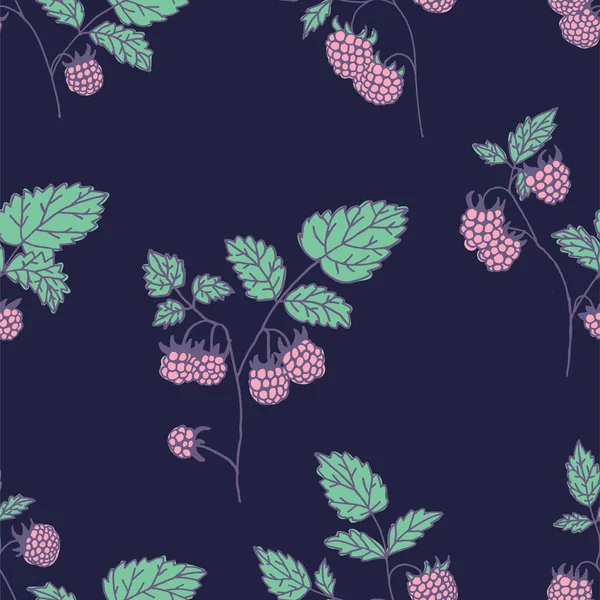 Hand drawn seamless pattern with wild berries — Stock Vector