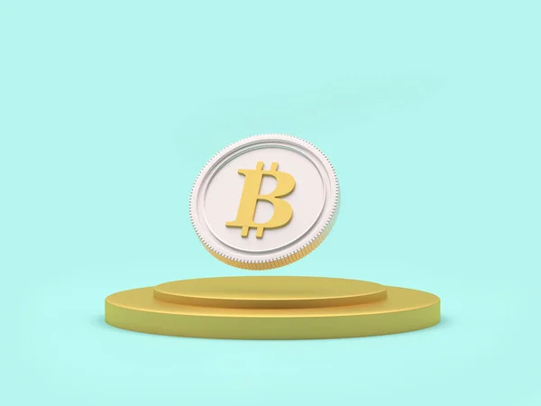 Bitcoin Supporto Rotondo Oro Illustrazione — Foto Stock