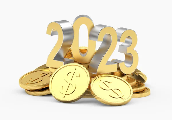 Monede Aur Numărul 2023 Anul Nou Ilustrație — Fotografie, imagine de stoc