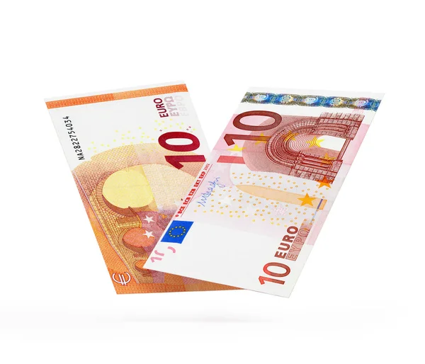Notas Denominações Euros Isoladas Sobre Fundo Branco Ilustração — Fotografia de Stock