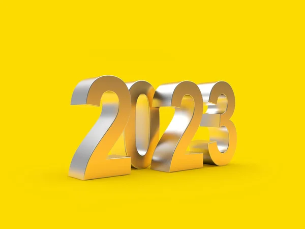 Numărul Metal 2023 Fundal Galben Ilustrație — Fotografie, imagine de stoc
