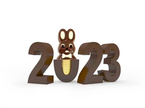 Σοκολάτα Κουνέλι Σύμβολο Του 2023 Νέο Έτος Απεικόνιση Εικόνα Αρχείου