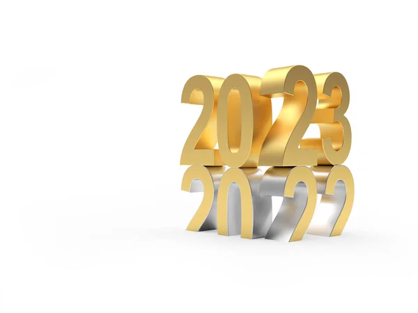 2023 ve 2022 yeni yıl altın rakamları değişir. 3B illüstrasyon