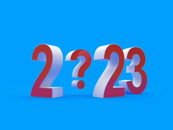 Nummers 2023 Met Een Vraagteken Blauw Illustratie — Stockfoto