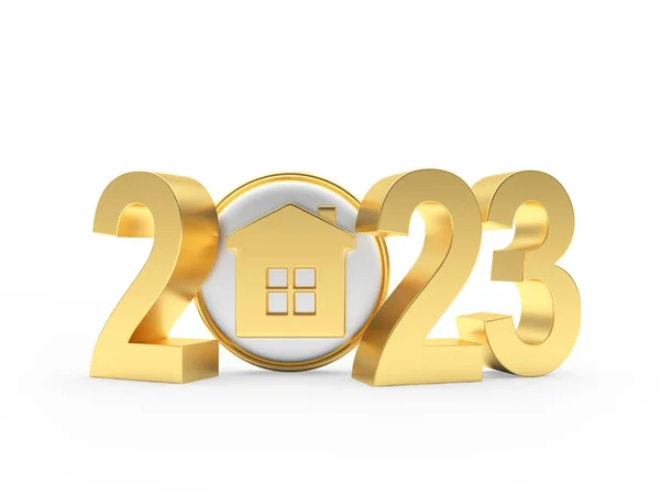 Número Ouro 2023 Com Casa Ilustração — Fotografia de Stock