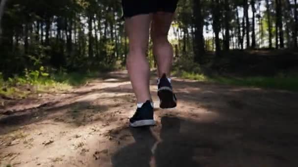 Erdőben futó lábak közelsége — Stock videók