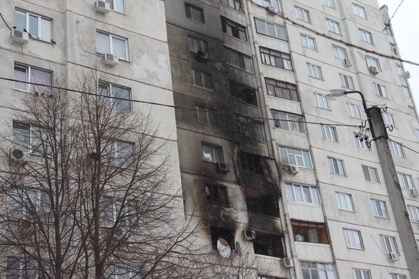 Destroyed Building Shelling Kharkiv — Stockfoto
