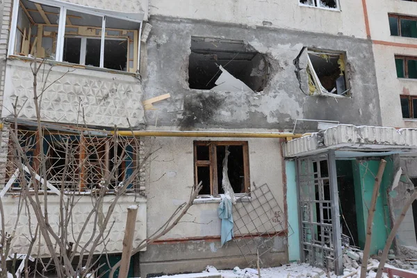 Ruined House Kharkiv Russian Artillery Strikes Northern Saltivka March 2022 — Stockfoto