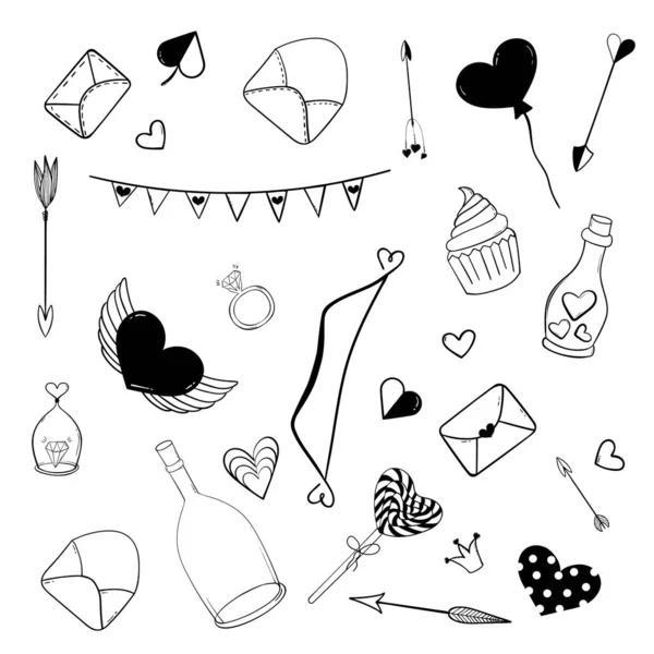 Hand drawn doodles Vector illustration for Happy Valentines day. Love symbols.