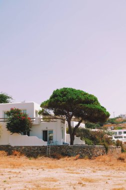 Mykonos, Yunanistan 2021, Gün batımında Mimarlık,