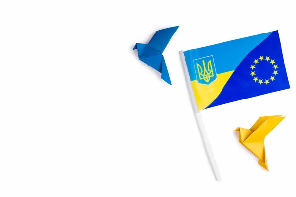 Военный Военный Самолет Истребитель Танк Фоне Украинского Флага Концепция Участия — стоковое фото