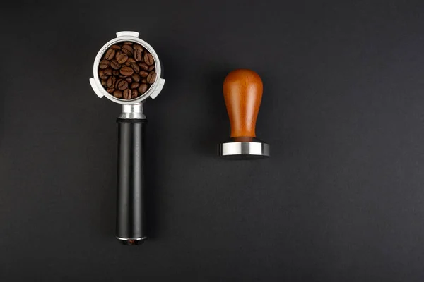 Barista Kit Tamper Café Avec Poignée Bois Marron Corne Café — Photo