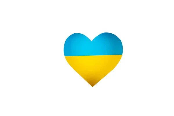 Srdce Vlajky Ukrajiny Modré Žluté Izolovaném Bílém Pozadí Koncept Zastavení — Stock fotografie