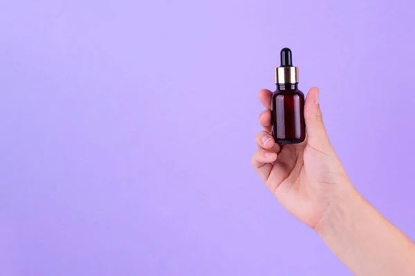 Serum Bottle Female Hands Top View Transparent Moisturizer Skin Care —  Fotos de Stock
