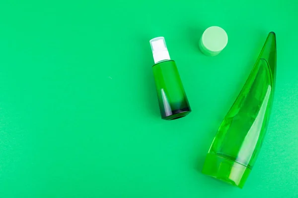Moisturizes Serum Jar Cream Green Background Moisturizing Beauty Product Organic — 스톡 사진