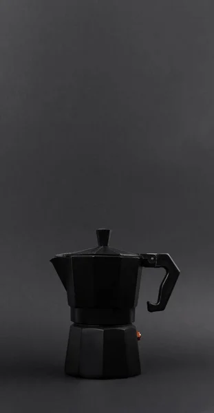 Black Geyser Coffee Maker Isolated Grey Background Camping Equipment — Photo